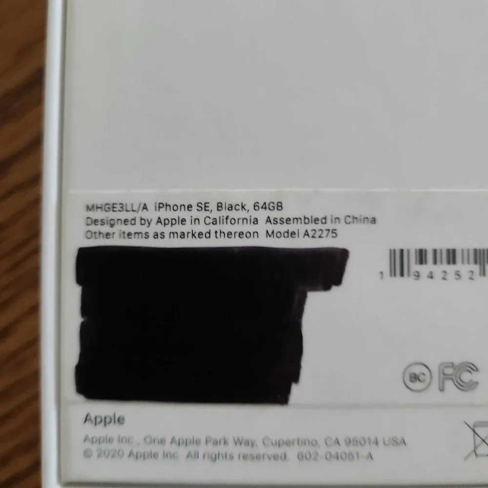 Authentic Replacement BOX ONLY For Apple iPhone SE - Black - 64GB - BOX ONLY